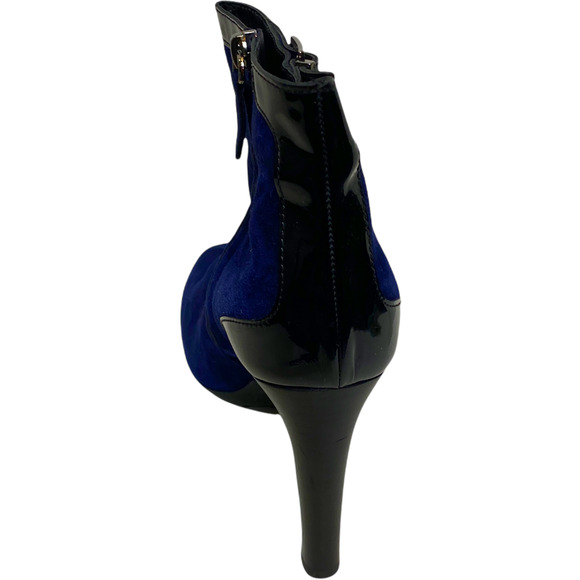 Tod's Women Boots Navy Suede Velvet Patent Leather Ankle Booties Zip 9.5 / 41 - Picture 7 of 8
